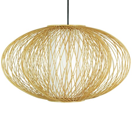 Vintiquewise Handmade Modern Round Bamboo Wicker Rattan Lamp Hanging Light Fixture, Medium QI004236.M